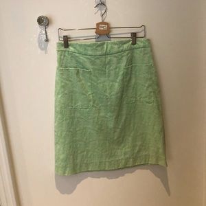 Anthropologie Mint Green Damask Pencil Skirt